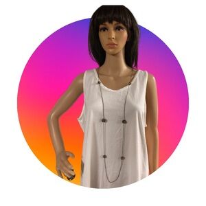 Chico's Long Estella Statement Rope Chain With Rhinestone Balls 54" Necklace NWT